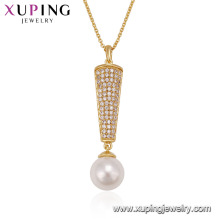 00534 Wholesale high-end lady jewelry simple design gemstone micro paved pearl pendant necklace